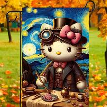 Sanrio Sanrio 2pcs Hello Kitty Halloween 2025 Pumpkin Garden Flag 40cm * 35cm Sanrio Garden Flag Courtyard Outdoor Decoration Halloween Bedroom Decoration (Random Styles Sent)