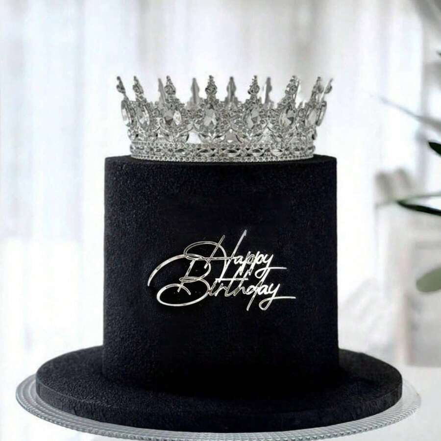 1件/3件/5件小尺寸金色银色亚克力生日快乐蛋糕装饰生日派对甜点装饰生日派对蛋糕用品 - 彩色 - 查看 1
