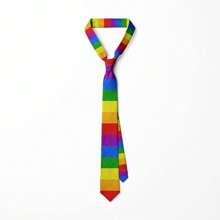 Unisex Rainbow Tie Creative Fashion Colorful Tie Pride Month Party 8cm Narrow Adjustable Soft Hand Tied Men Necktie