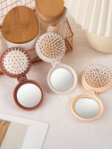 12 buc - Oglinzi compacte, piepteni, cadouri de nuntă în vrac pentru invitați, set de oglinzi de călătorie portabile, perie de păr cu etichetă de mulțumire, pungă din organza, pieptene de călătorie cu oglindă multicoloră, simplu și portabil, pieptene pliabil, pieptene de masaj airbag pliabil mini de culoare solidă, pieptene de buzunar, pieptene portabil pentru exterior, acasă și dormitor, pentru călătorii de femei, pentru suveniruri de cadouri de mireasă pentru Quinceanera și burlăcițe, cadouri de petrecere