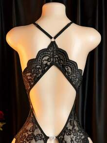 性感内衣、无裆镂空连体衣、女士连体衣和性感连体衣，户外狂欢必备 - 黑色 - 查看 5