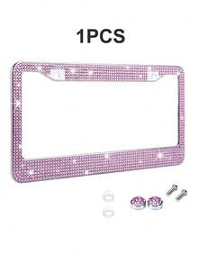 1个/2个装男女通用水钻车牌框，闪亮亮片车牌架，手工不锈钢车牌框，配闪亮水晶螺帽，黑色亮面车牌框 - 款式A - 查看 17