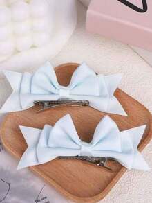 4个/2个手工蝴蝶结发夹，双马尾夹，女士礼物，发饰，冬季，头部饰品，女士发饰 - 粉色 - 查看 16