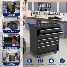 Tool Box, 6-Drawer Rolling Tool Chest Locking System, Lockable Wheels & Sliding Drawers, 24 Inch Heavy-Duty Tool Storage Cabinet For Garage Workshop Warehouse Repair Shop  Rolling Tool Chest, 6 Drawers Tool Storage Cabinet, Toolbox With Wheels, Portable Tool Cabinet Organizer With Locking System & Drawer Liners, Tool Storage Cart For Garage, Workshop - Black - View 4
