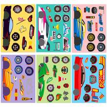 6/12/36 Sheets Make Your Own Car Stickers For Teens, Cartoon 6 Race Cars DesignsMake A Face Stickers For Party Favor Stickers, Decorative Laptop Scrapbook,School Supplies,Back To School - Multicolor - View 11