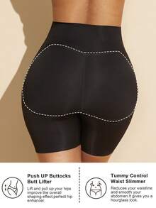 1件装女士塑身腰部无缝提臀塑形衣带衬垫连衣裙增肌塑身衣，圣诞连衣裙内衣收腹平腹紧身裤内裤短裤内衣三角裤腰部训练器臀部衬垫假垫臀部塑形器 - 黑色 - 查看 6