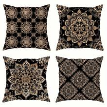 4pcs Moroccan Style Geometric Floral Pattern Throw Pillow Covers, Soft & Comfy Polyester Cushion Covers, 17.72X17.72 Inch, Zippered, Machine Washable, Suitable For Home Decor, Holidays, Office, Living Room, Bedroom, Outdoor - Multicolor - View 2