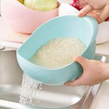 1个塑料多功能蔬果沥水篮，带沥水功能，厨房用品，厨房配件，厨房工具 - 彩色 - 查看 8