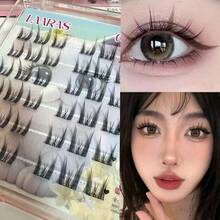 LAARAS 假睫毛，无胶自粘可重复使用纤细猫眼自然卷翘裸妆 36 对，防水全新设计