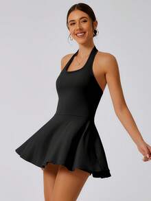 NcmRyu 1pc Women's Seamless Stretchy Camisole Dress - Black - View 7