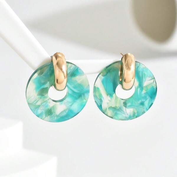 Brincos de Argola Multicoloridos de Acetato na Moda, Adequados para Presentes Femininos, Festas e Uso Diário