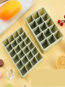 قالب ثلج سيليكوني بغطاء، شكل مربع، مقاوم للروائح والبكتيريا، للحفظ المنزلي قطعة واحدة - متعدد الألوان - مشاهدة 4