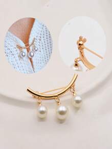 Faux Pearl Anti-Glow Neckline Button Pin, Waist Pin, Atmospheric And Elegant Fixed Clothes Button Pin, Teen Girls Waist Goddess, A Pin Anti-Glow Goddess