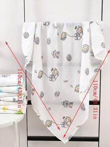 1件柔软透气婴儿平纹细布襁褓毯，110*110厘米 - 彩色 - 查看 11