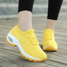 Women's Mesh Sports Casual Shoes, Versatile Thick-Soled Shoes, Mesh Shoes, Air-Cushioned Running Shoes, 2025 New Style Fashion Women's Shoes - 黃色 - 查看 2