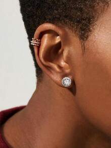 ESBERRY 1 PC Round  Stud Earrings For Man S925 Sterling Silver  Fine Jewelry Daily Wear Gifts