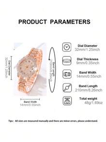 Women's Watch 1 Set Elegant Quartz Watch And Jewelry Set, Fashion Women's Round Watch, Bracelet Set Perfect For Everyday Wear, Birthday Gifts, Parties, Holiday Gatherings, And As The Ideal Gift For Yourself Or Friends No Box