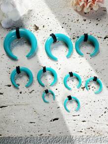 9pcs Punk Earrings Set: Acrylic Colorful Glitter, U-Shape Cattle Horn Pointed Ear Plugs, Piercing Insertion Tool, Body Piercing Threader, Party Jewelry, Suitable For Holidays, Corresponding To The Red Customer