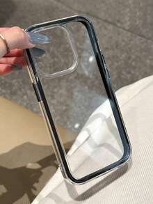 Minimalist Black Trim Transparent Phone Case, Compatible With IPhone16promax/16/16pro/16plus/15/15promax/15pro/11/12/13/14promax/11promax/12pro/12promax/13pro/13promax/7plus/14pro/14promax/16E Soft - Black-thick - View 3