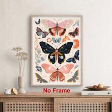 1pc Vintage Butterflys Painting Watercolor Plant Poster Butterfly Botanical Wall Art Boho Butterfly Print Insect Canvas Wall Art Colorful Butterflys Painting Rustic Animal Pictures NO Frame