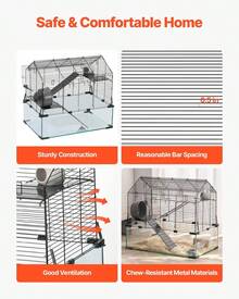 Hamster Cage, 360° Transparent Habitat, Large Space Dwarf Hamsters, Guinea Pigs, Rats - Removable Front Panel & Ventilation - 22.8"L X 15.0"W X 21.3"H - View 1