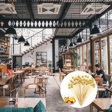 100 piezas de elegantes palillos de bambú para frutas con cuentas doradas en la parte superior - perfectos para aperitivos, bebidas, frutas, canapés y bodas, decoración de bodas | Tenedores de frutas con cuentas doradas elegantes | Palitos de bambú duraderos para bandejas de frutas y talla grande