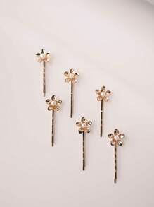 6 Stücke minimalistische Metall Blumen- & Blatt-Haarspangen, süße Haaraccessoires geeignet für Hochzeiten, den Alltag, Partys, Geburtstage