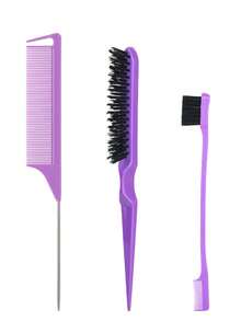 3pcs/Set Kids Hair Styling Tools, Include Hair Comb, Eyebrow Brush, Color Streak Brush - Multicolor - View 7