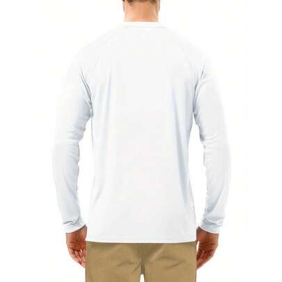 Local Delivery-Breathable Lightweight Outdoor Sportswear With Fishing & Heartbeat Graphic Print For Surfing, Kayaking, Diving - Spring Summer Fall Beach & Water Sports Apparel, Beach Clothes, Machine Washable Top, Breathable Fabric,Men's Quick-Dry Long Sleeve Sun Protective Shirt -