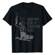 Men's Shooting Guns And Spreading Buns T-Shirt Comfortable, Stretchy, Soft & Breathable Fabric | Moisture-Wicking, Wrinkle-Resistant | Edgy Fashion & Relaxed Fit Apparel | Graphic Print - 黑色 - 查看 1