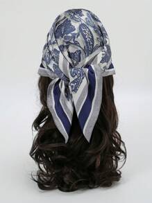 1 pieza Pañuelo cuadrado con estampado de cachemira para mujer, accesorio de moda adecuado para uso diario como diadema, corbata, pañuelo para el cuello con aspecto de seda