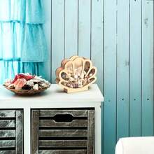 Bohemian Wooden Shell-Shaped Jewelry Box With Acrylic Display – Multi-Functional Oval Shell Organizer For Jewelry, Boho Home Decor, Vanity & Desk Accessories, Perfect Gift For Women (Valentine's Day/Wedding/Birthday)