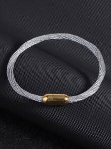 1pc Luxury Gold Color Stainless Steel Magnetic Buckle Bracelet Handmade Layers Bracelet For Women Girl Multicolor Weaven Steel Chain Bracelets Sports Leisure H656