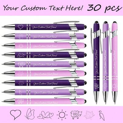 30 bolígrafos de bola de metal personalizados, con punta táctil capacitiva y escritura suave, suministros de oficina y escolares, regalo de vacaciones, tinta negra, útiles escolares, multifuncionales, ornamentales, reutilizables, modernos, coloridos, lindos, vintage, de dibujos animados, Kawaii, personalizados, únicos, para trabajadores, clientes, estudiantes, para negocios/trabajo/oficina, para la escuela, decoración de oficina