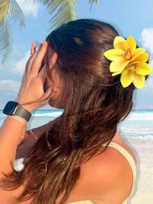 8pcs/Set Colorful Floral Hair Clips For Women, Artificial Hibiscus Flower Hair Clips In Hawaiian Style, Summer Beach Hair Accessories, Bohemian Flower, Suitable For Beach Vacation, Wedding And Other Occasions, Gift For Women And Girls On Valentine''s Day, Hair Clips, Hair Pins, Hair Barrettes, Flat Claw Clips, Hair Accessories, School Supplies - Multicolor - View 5