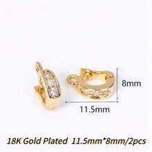 2 stuks 18K verguld messing metalen inleg zirkonia scharnierende hanger enhancer borgsluitingen DIY sieraden maken accessoires