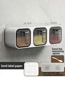 2/3 件壁挂式调味架，多隔间厨房调味盒，家用抽屉式调味品收纳盒，盐和香料罐