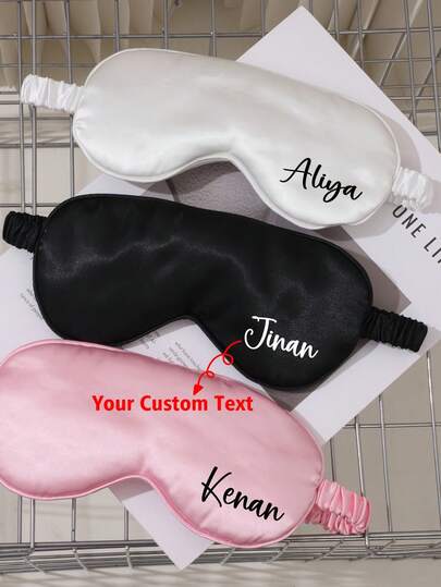 Customized Text Logo Portable Double-Sided Sleep Eye Mask, Light-Blocking Elastic Strap, Travel Nap Eye Mask, Wedding Bride & Groom Accessory, Creative Wedding Gift, Bridal Shower Decor