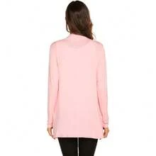 Newchoice Womens Casual Lightweight Long Sleeve Cardigan Soft Drape Open Front Fall Dusters (S-3XL) - Light Pink - View 6