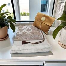 3 PiecesPrayer Set With Silk Pouch, Rosary Beads & 70*110cm Carpet Mat, Gift Set For Festivals, Portable - Multicolor - View 10