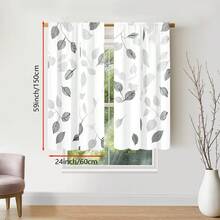 2pcs Elegant Black & White Leaf Pattern Sheer Curtains - Semi-Transparent Polyester Fabric, Rod Pocket Design, Suitable For Living Room, Bedroom, Kitchen, Cafe - Enhances Natural Lighting, Adds Style (Curtain Rods Not Included) - Multicolor - View 7