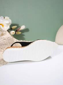 Women's Fashion Sexy Wedge Platform Shoes, Pointed Toe Color Block Splicing Shoe Upper, Mule Backstrap Design Sandals, Soft And Comfortable Woven Rope Soles, High Waterproof Platform With Adjustable Buckle, Elegant Fairy Style Shoes