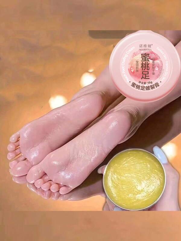 1 pieza Crema reparadora del talón y los pies agrietados de melocotón, hidrata y nutre tu piel seca y áspera, previene las grietas en los pies, repara y suaviza tus talones agrietados