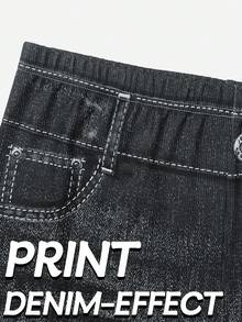 Kurze Hosen in Große Größen für Frauen mit hoher Elastizität und Jeansdruck Muster, lässige, bequeme gestrickte Sport Bermudas