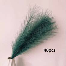 8/16/24/40pcs Set Of Elegant High-End Artificial Lifelike Dark Green Pampas Grass 55cm, Fluffy Fake Flowers, Bohemian Style For Vase Filler, Modern Home Decor, Wedding Decor, Suitable For Halloween, Christmas, Easter, Valentine's Day, Mother's Day, Graduation,Fall Decor,Autumn - Dark Green - View 11
