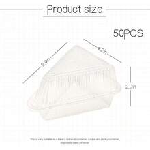 50Pcs Thicken Individual Cake Slice Containers,5 Inch Pie Slice Containers Disposable,Individual Cheesecake Containers,Plastic Boxes Take Out Packaging, Bakery And Cafe Cake Carriers-Ygh - 1 - View 2
