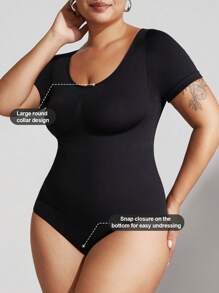 1 pieza Shapewear de talla grande para mujer, moldeador de control de abdomen, cintura entrenadora, levantador de glúteos, body sin costuras, mono de verano de manga corta