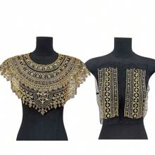 Floral Embroidery DIY Set: Sequin Hollow-Out Embroidered Shawl & Cuffs, Costume Accessory For Evening Gown, Cheongsam, Can DIY Garment