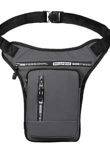 新款男士腰包、休闲男士帆布包、男士横款胸包、腿包 - 灰色 - 查看 3