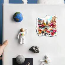 1 Pieza, Imán para refrigerador con diseño de París y la Torre Eiffel en color rosa - Elaborado en acrílico y goma suave, Decoración cuadrada para la cocina, Ideal para entusiastas de los viajes, regalo para el Día de la Madre/Padre, Decoración creativa para el hogar, la cocina, el refrigerador, la puerta, el gabinete de almacenamiento, con tema de París